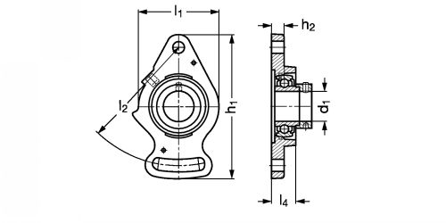 Plan - Palier applique ovale à 2 trous de fix., corps en fonte