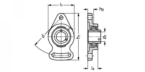 Plan - Palier applique ovale à 2 trous de fix., corps en fonte