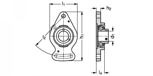 Plan - Palier applique ovale à 2 trous de fix., corps en fonte