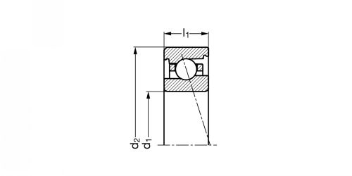 Roulement à billes à contact oblique à une rangée, de précision - Plan