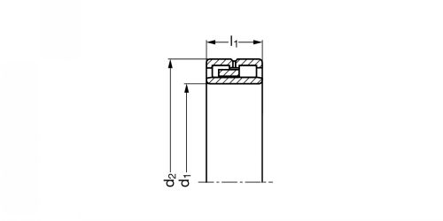 Roulements à rouleaux cylindriques à deux rangées, alésage cylindrique - Plan