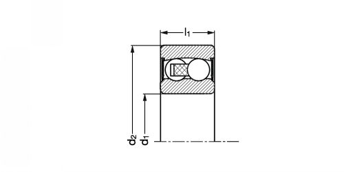 Roulement à rotule sur billes, alésage cylindrique (2RS) - plan