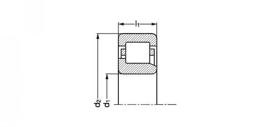 Roulement à rouleaux cylindriques bague intérieure épaulée d'un côté - plan