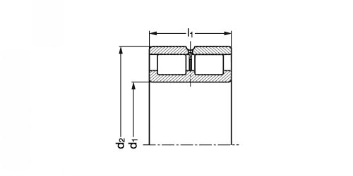 Roulement à rouleaux cylindriques palier libre, à 2 rangées de rouleaux jointifs - plan