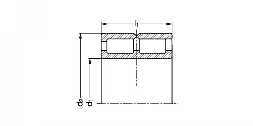 Roulement à rouleaux cylindriques palier libre, à 2 rangées de rouleaux jointifs - plan