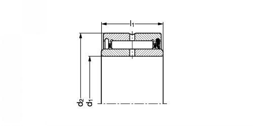 Roulement à aiguilles (RS) à bague intérieure - plan