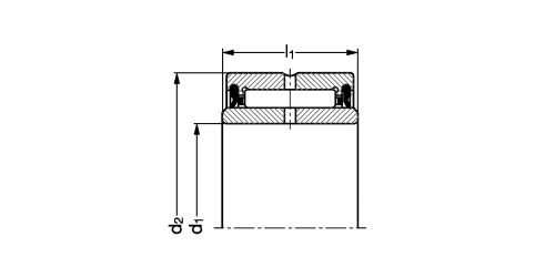 Roulement à aiguilles (2RS) et bague intérieure - plan