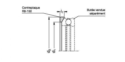 Contreplaque de butées à billes simple - Plan R8-150