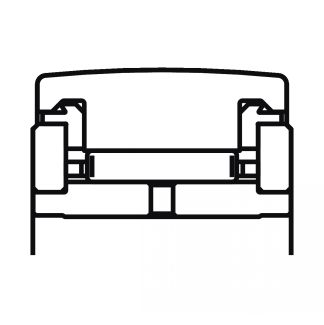 Symbole galet de came avec guidage axial par rondelles, avec 2 bagues d'étanchéité (PP)