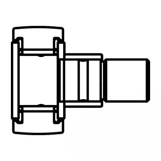 Symbole Galet sur axe avec guidage axial, avec excentrique, étanchéité par passage étroit des 2 côtés