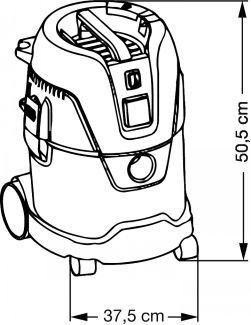 Aspirateur 20 litres eau et poussières - dimensions