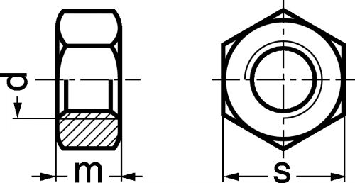 Ecrou hexagonal Hu  - Plan