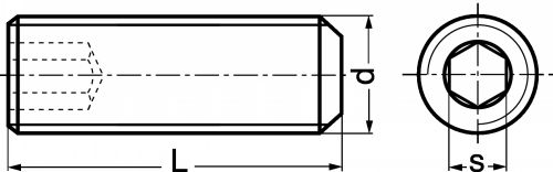 Vis sans tête à six pans creux à bout plat  - Plan