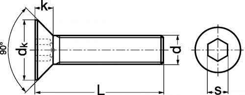 Vis à tête fraisée à six pans creux  - Plan