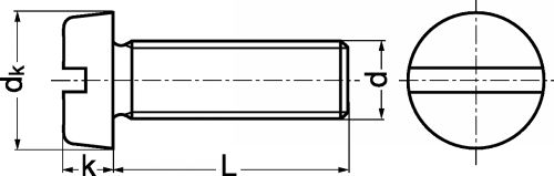 Vis à métaux tête cylindrique fendue - Plan