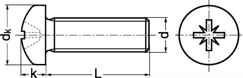 Vis à métaux tête cylindrique bombée - Plan