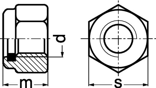 Ecrou hexa autofreiné - Plan