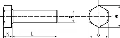 Vis à métaux tête hexagonale entièrement - Plan