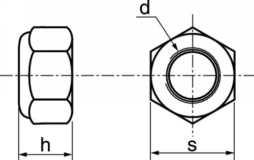 Ecrou Hexagonal indesserable - bague nylon - Plan