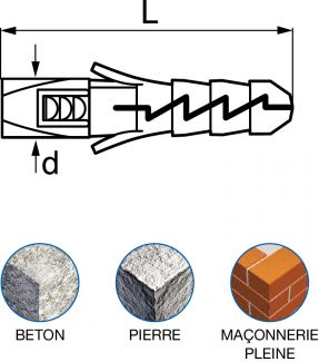 Cheville nylon sans collerette - Plan