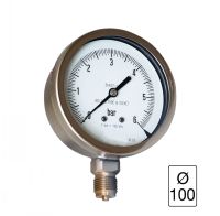 Manomètre tout inox sec raccord en bas diam. 100