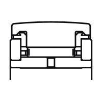 Symbole galet de came avec guidage axial par rondelles, avec 2 bagues d'étanchéité (PP)