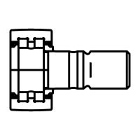 Symbole Galet de came avec guidage axial, à rouleaux jointifs joint à lèvre des 2 côtés avec excentrique