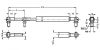 Ressort à gaz - Tige diamètre 8 à rotule - Plan