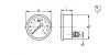 Manomètre tout inox à bain raccord au dos - Plan diam. 63