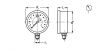 Manomètre tout inox à bain raccord en bas - Plan diam. 63