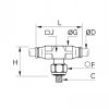 Té à piquage mâle au centre, métrique - LEGRIS 3298 - Plan